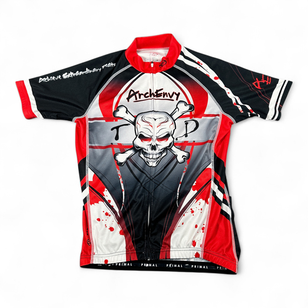 Primal Cycling Jersey Adult MEDIUM Black ArchEnvy Skull Bike Sport Full Zip